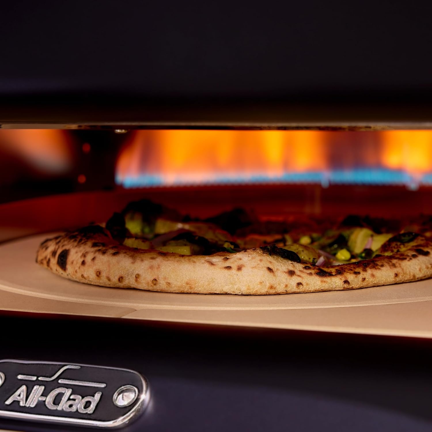 image:imageAllClad 16 Gas Pizza Oven Outdoor 360 Automatic Rotating Stone for Even Cooking Cooks Pizza in 90 Seconds Includes Aluminum Peel Spatula Portable Oven Pizza Maker Includes Gas Hose amp Regulator