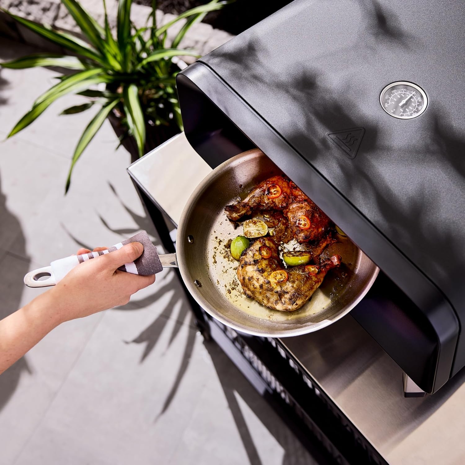 image:imageAllClad 16 Gas Pizza Oven Outdoor 360 Automatic Rotating Stone for Even Cooking Cooks Pizza in 90 Seconds Includes Aluminum Peel Spatula Portable Oven Pizza Maker Includes Gas Hose amp Regulator
