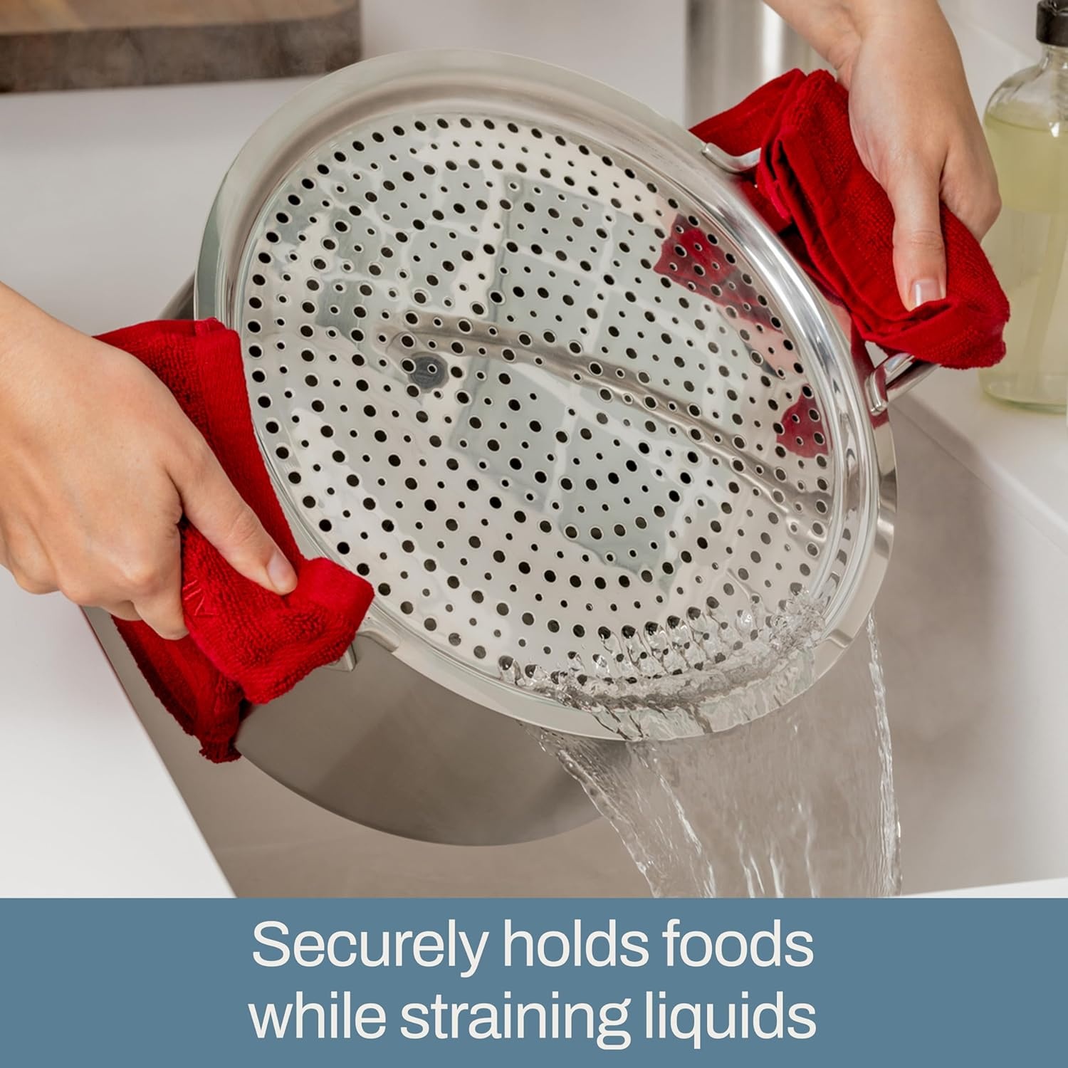 image:imageAllClad Accessory Stainless Steel Strain amp Splatter Guard 105Inch Easy MessFree Straining Multifunctional Design Pots and Pans Cookware Kitchen Gadgets Cooking Tools Silver8Quart Stockpot