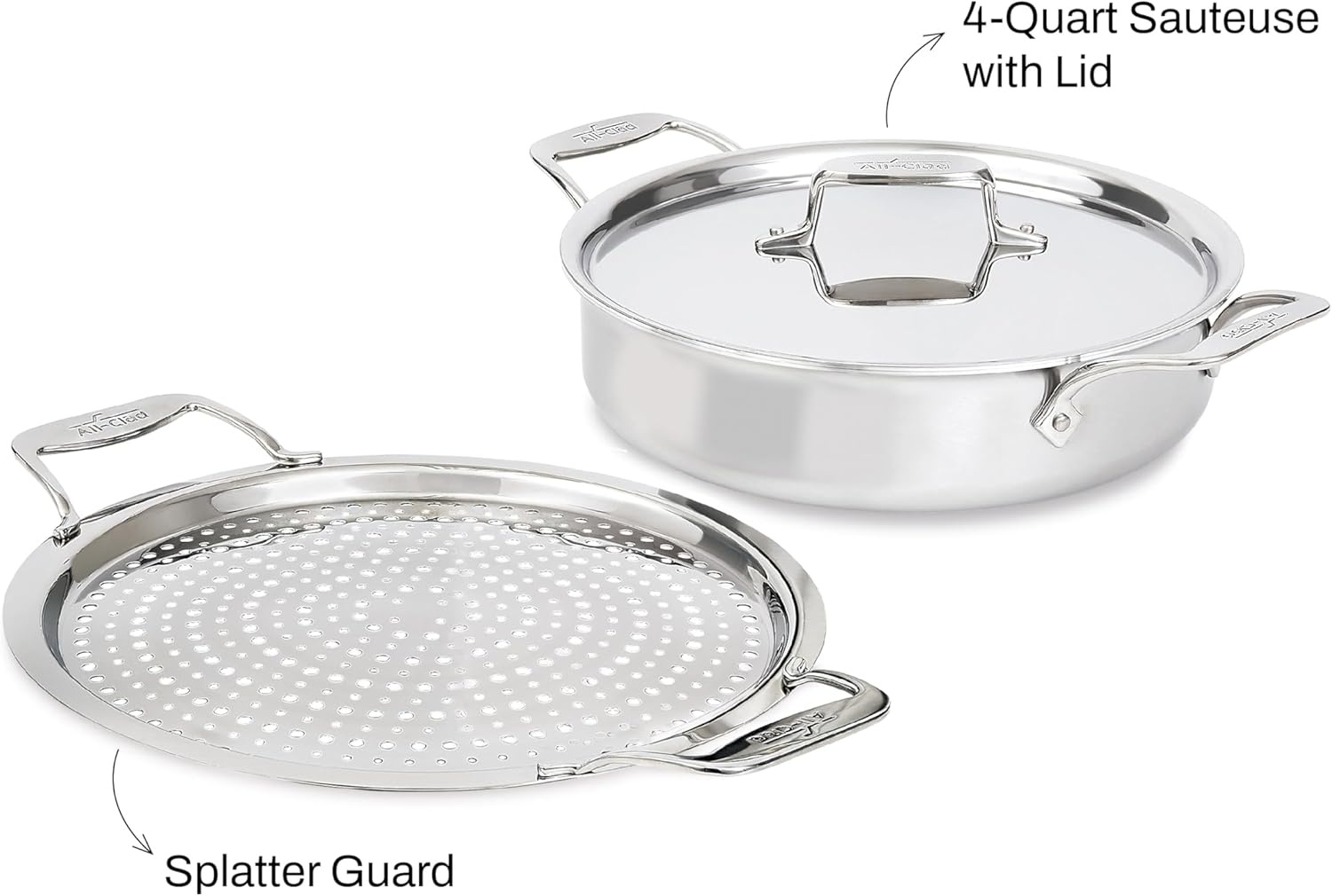 image:imageAllClad Accessory Stainless Steel Strain amp Splatter Guard 105Inch Easy MessFree Straining Multifunctional Design Pots and Pans Cookware Kitchen Gadgets Cooking Tools Silver4Quart Sauteuse