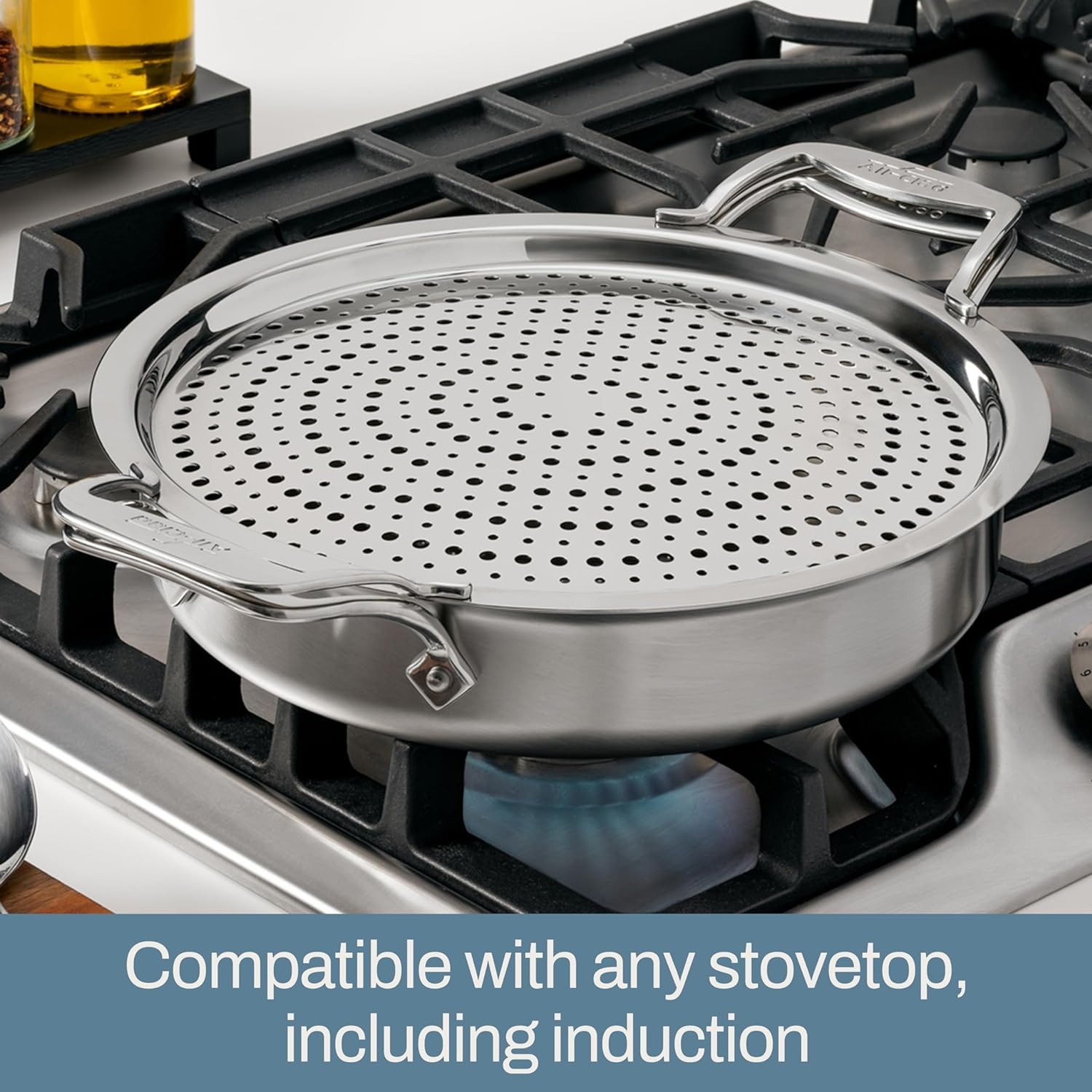 image:imageAllClad Accessory Stainless Steel Strain amp Splatter Guard 105Inch Easy MessFree Straining Multifunctional Design Pots and Pans Cookware Kitchen Gadgets Cooking Tools SilverStrain Splatter Guard