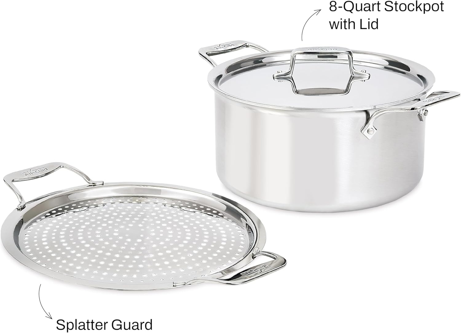 image:imageAllClad Accessory Stainless Steel Strain amp Splatter Guard 105Inch Easy MessFree Straining Multifunctional Design Pots and Pans Cookware Kitchen Gadgets Cooking Tools Silver8Quart Stockpot
