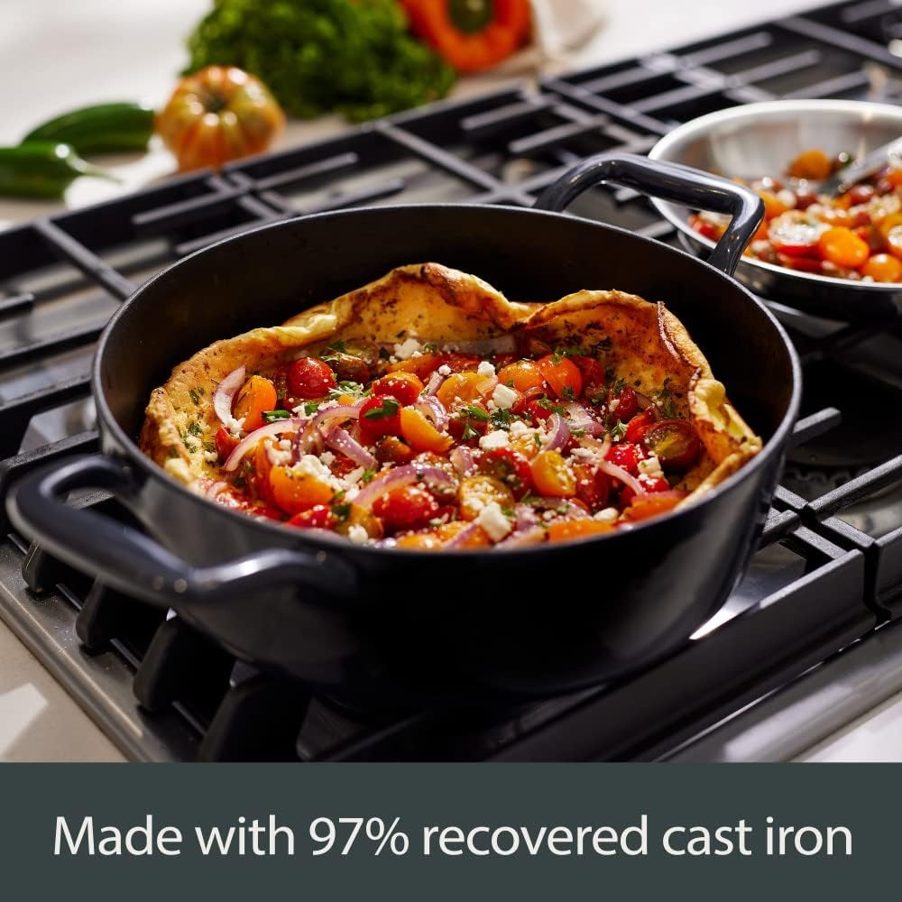 image:imageAllClad Cast Iron Enameled Square Grill with Acacia Trivet 11 Inch Induction Oven Broiler Safe 650F Pots and Pans Cookware BlackGrill Pan