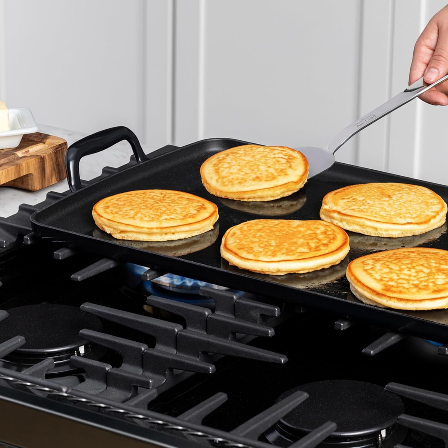 image:imageAllClad Cast Iron Skillet 12 Enameled Cast Iron Pan with Lid Enamel Coating Grill Oven Safe up to 650F amp Compatible with All Stovetops Gas Electric amp Induction EasyClean Frying Pan Black248 x 125 x 3