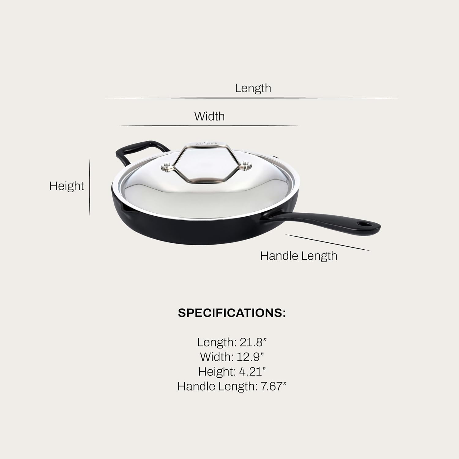 image:imageAllClad Cast Iron Skillet 12 Enameled Cast Iron Pan with Lid Enamel Coating Grill Oven Safe up to 650F amp Compatible with All Stovetops Gas Electric amp Induction EasyClean Frying Pan Black12 Inch