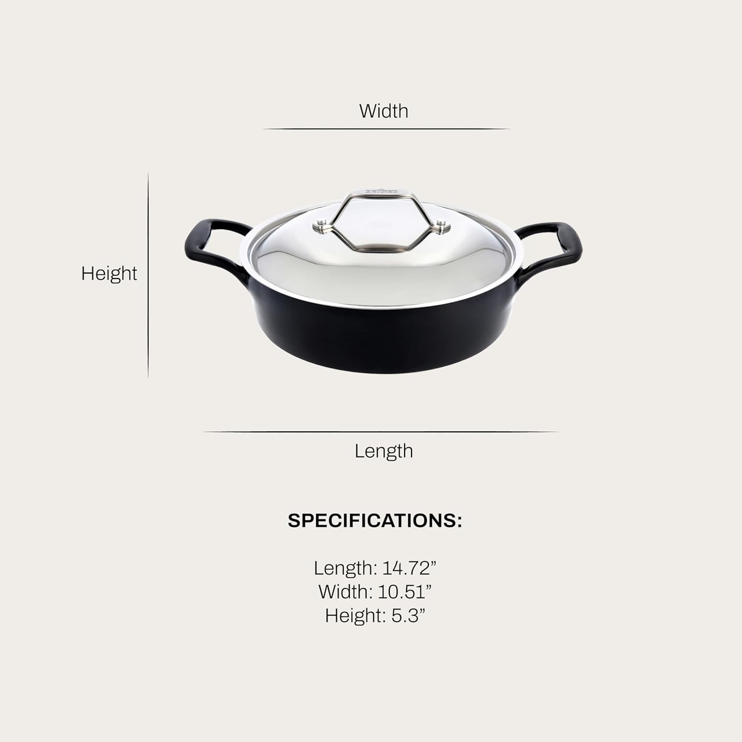 image:imageAllClad Cast Iron Skillet 12 Enameled Cast Iron Pan with Lid Enamel Coating Grill Oven Safe up to 650F amp Compatible with All Stovetops Gas Electric amp Induction EasyClean Frying Pan Black4 Quart