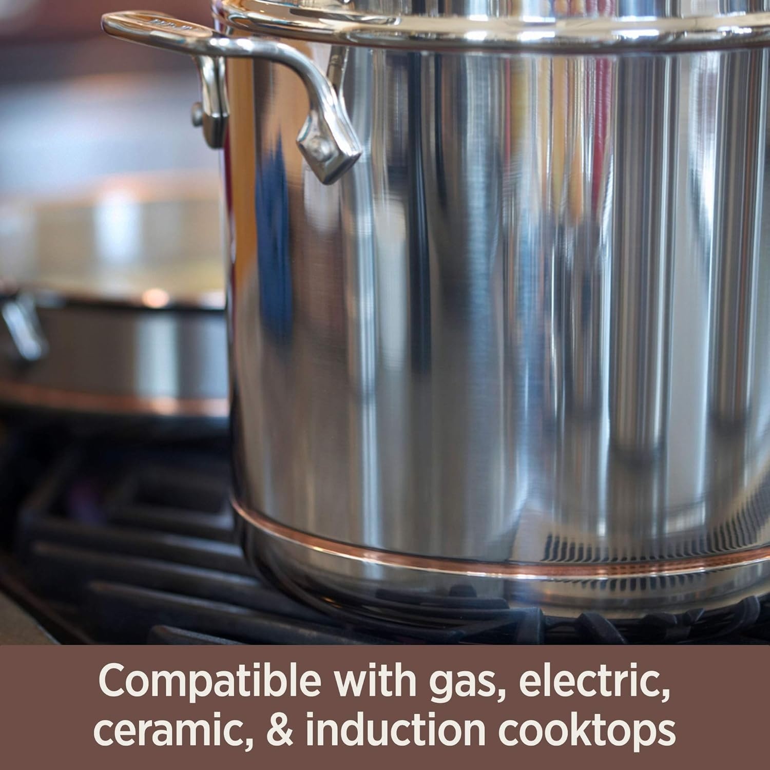 image:imageAllClad Copper Core 5Ply Stainless Steel Cookware Set 7 Piece Induction Oven Broiler Safe 600F Pots and Pans Silver14Piece