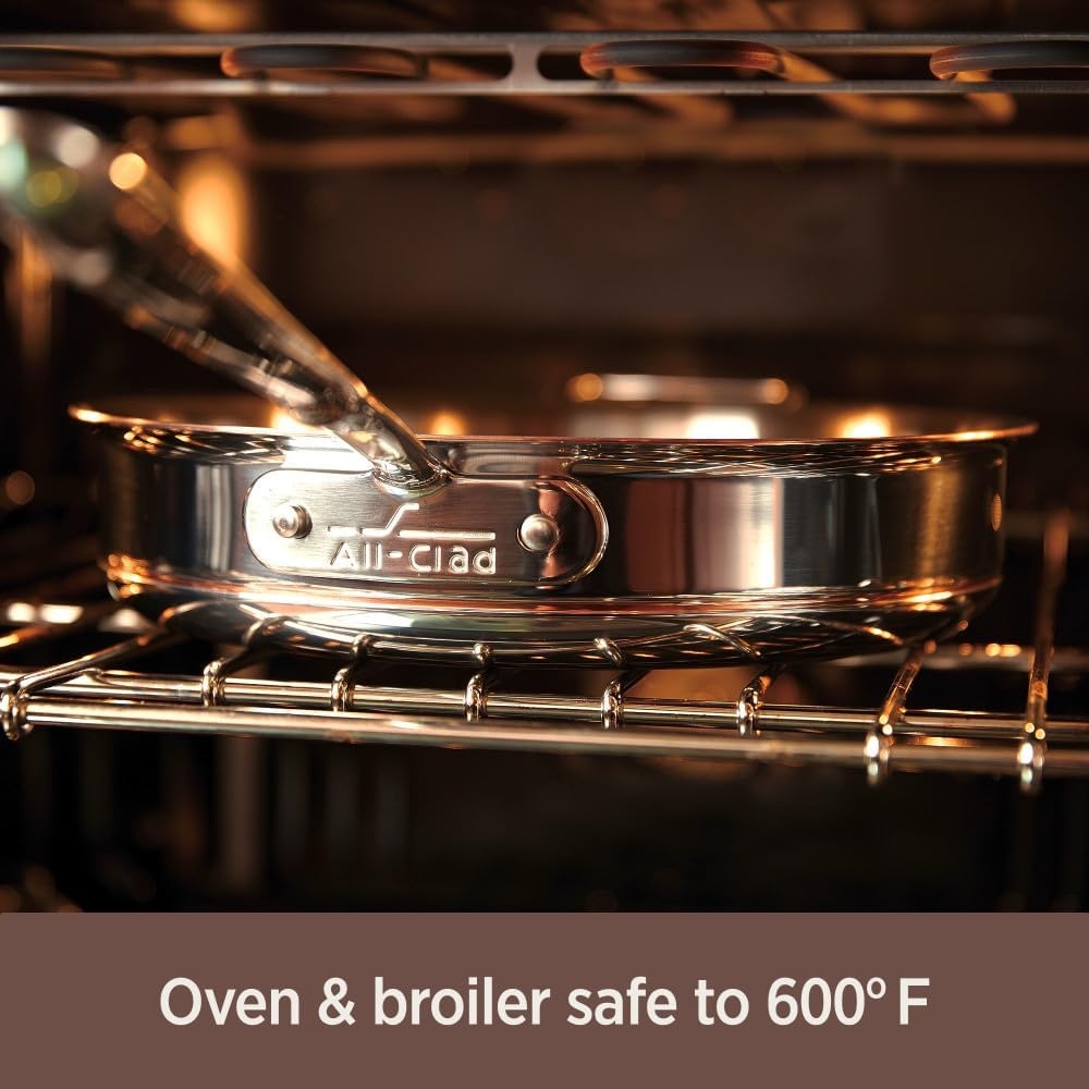 image:imageAllClad Copper Core 5Ply Stainless Steel Cookware Set 7 Piece Induction Oven Broiler Safe 600F Pots and Pans Silver7Piece