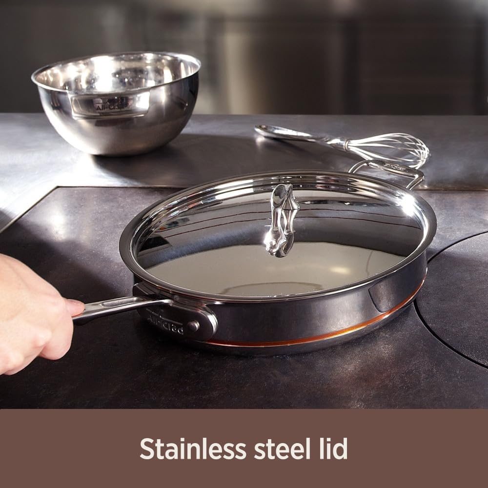 image:imageAllClad Copper Core 5Ply Stainless Steel Cookware Set 7 Piece Induction Oven Broiler Safe 600F Pots and Pans Silver7Piece
