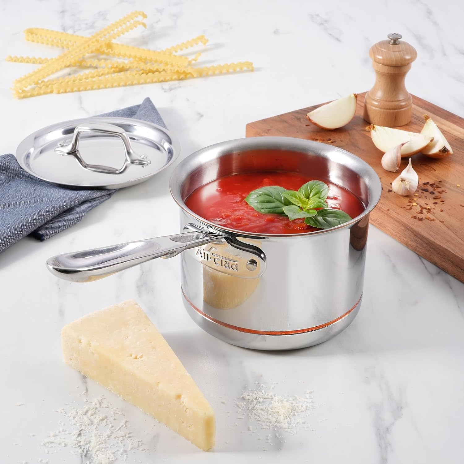 image:imageAllClad Copper Core 5Ply Stainless Steel Sauce Pan 4 Quart Induction Oven Broiler Safe 600F Pots and Pans Cookware SilverSilver