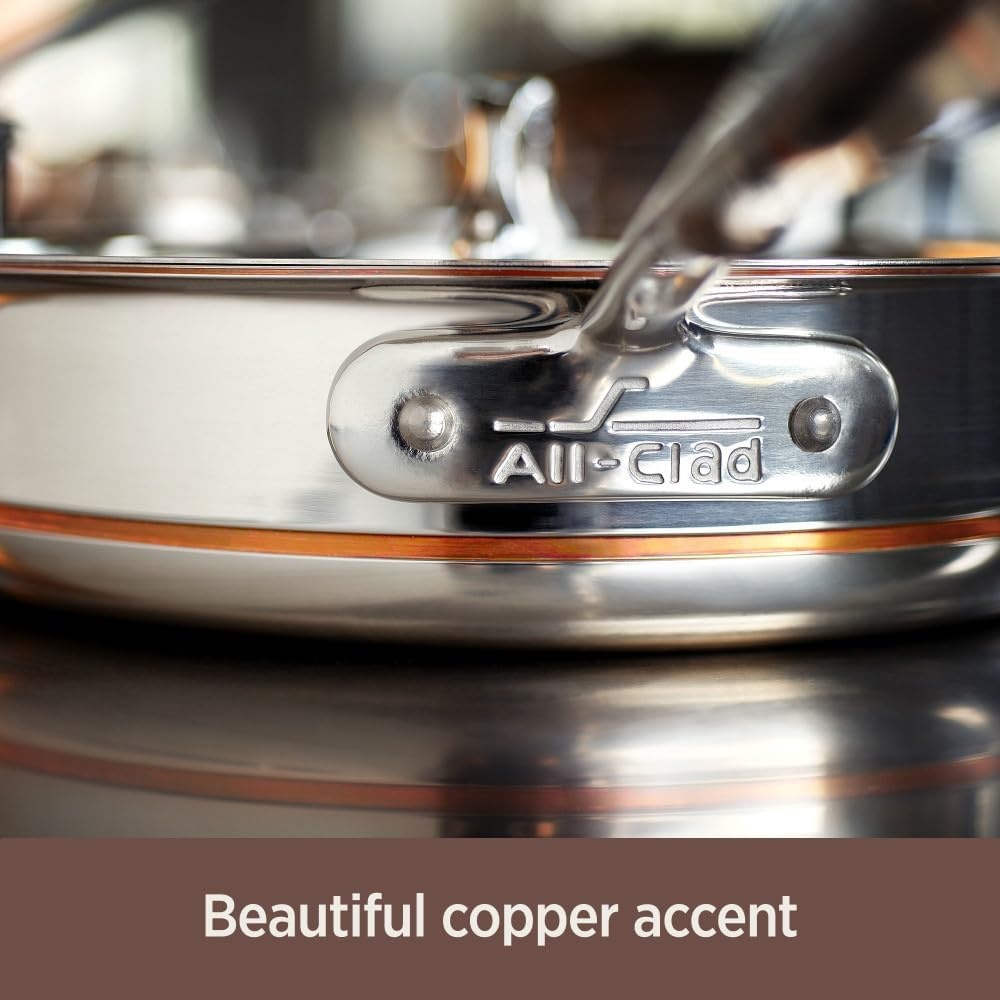 image:imageAllClad Copper Core 5Ply Stainless Steel Sauce Pan 4 Quart Induction Oven Broiler Safe 600F Pots and Pans Cookware SilverSilverMetallic