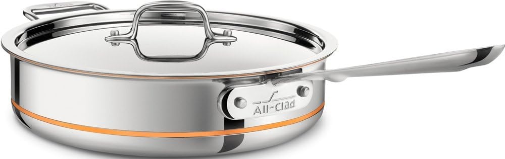 image:imageAllClad Copper Core 5Ply Stainless Steel Saut Pan with Steel Lid 3 Quart Induction Oven Broiler Safe 600F Pots and Pans Cookware SilverSilver