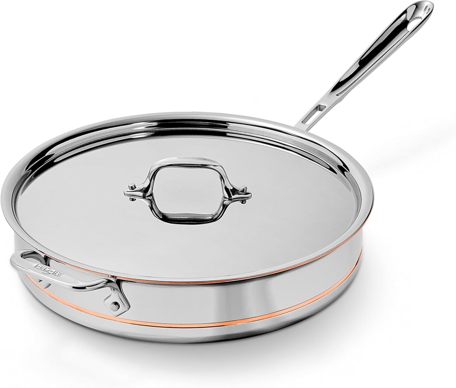 image:imageAllClad Copper Core 5Ply Stainless Steel Saut Pan with Steel Lid 3 Quart Induction Oven Broiler Safe 600F Pots and Pans Cookware SilverSilver