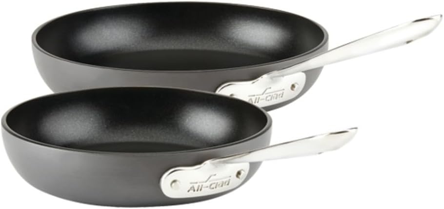 image:imageAllClad D3 3Ply Stainless Steel Cookware Set 10 Piece Induction Oven Broil Safe 600F Pots and Pans amp HA1 Hard Anodized Nonstick 2 Piece Fry Pan Set 8 10 Inch Induction Pots and Pans Cookware Black10Piece