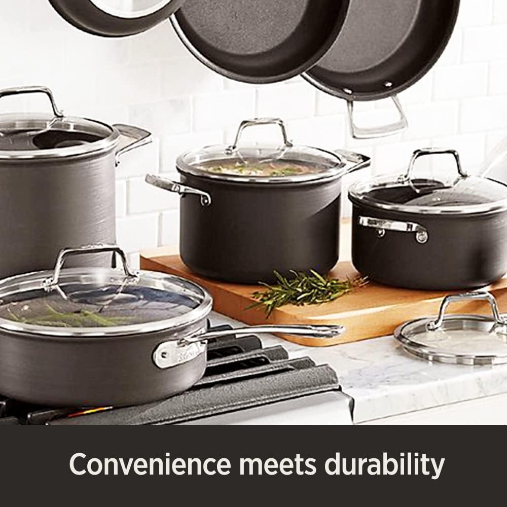 image:imageAllClad D3 3Ply Stainless Steel Cookware Set 7 Piece Induction Oven Broiler Safe 600F Pots and Pans Cookware SilverBlack
