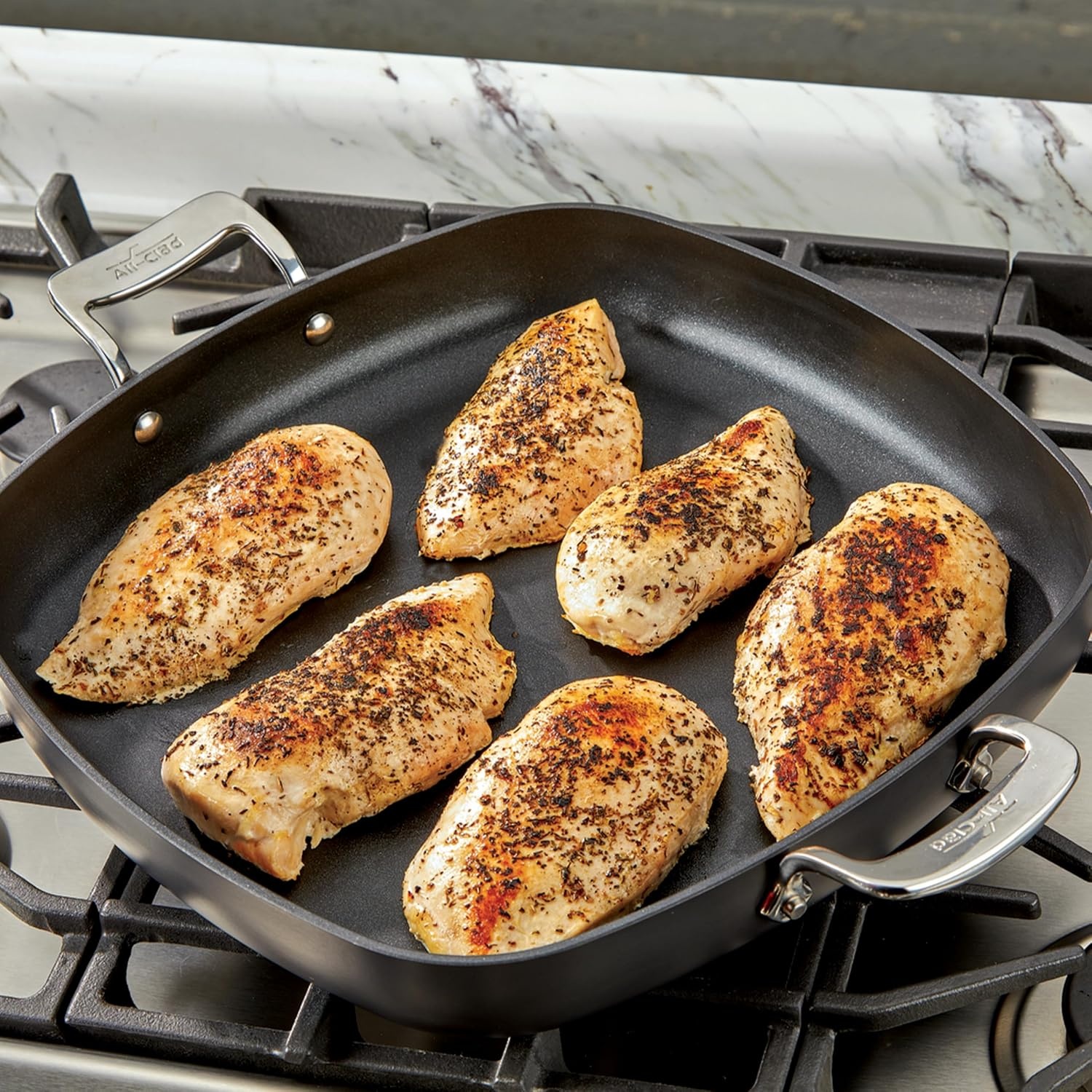 image:imageAllClad D3 3Ply Stainless Steel Cookware Set 7 Piece Induction Oven Broiler Safe 600F Pots and Pans Cookware SilverBlack
