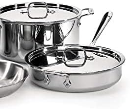 image:imageAllClad D3 3Ply Stainless Steel Cookware Set 7 Piece Induction Oven Broiler Safe 600F Pots and Pans Cookware SilverSilver