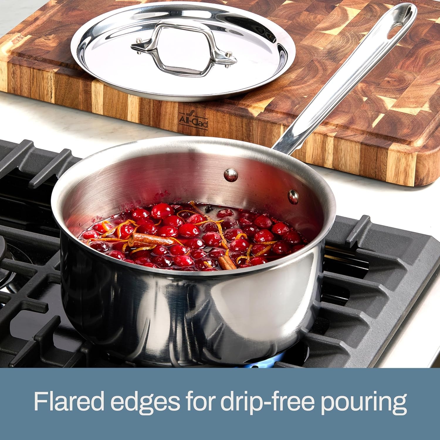 image:imageAllClad D3 Stainless Steel 10 Piece Cookware Set Made in USA Includes Frying Pans Saucepan Soup Pot Sautpan Stockpot Professional Grade Oven Safe amp Induction CompatibleStainless Steel