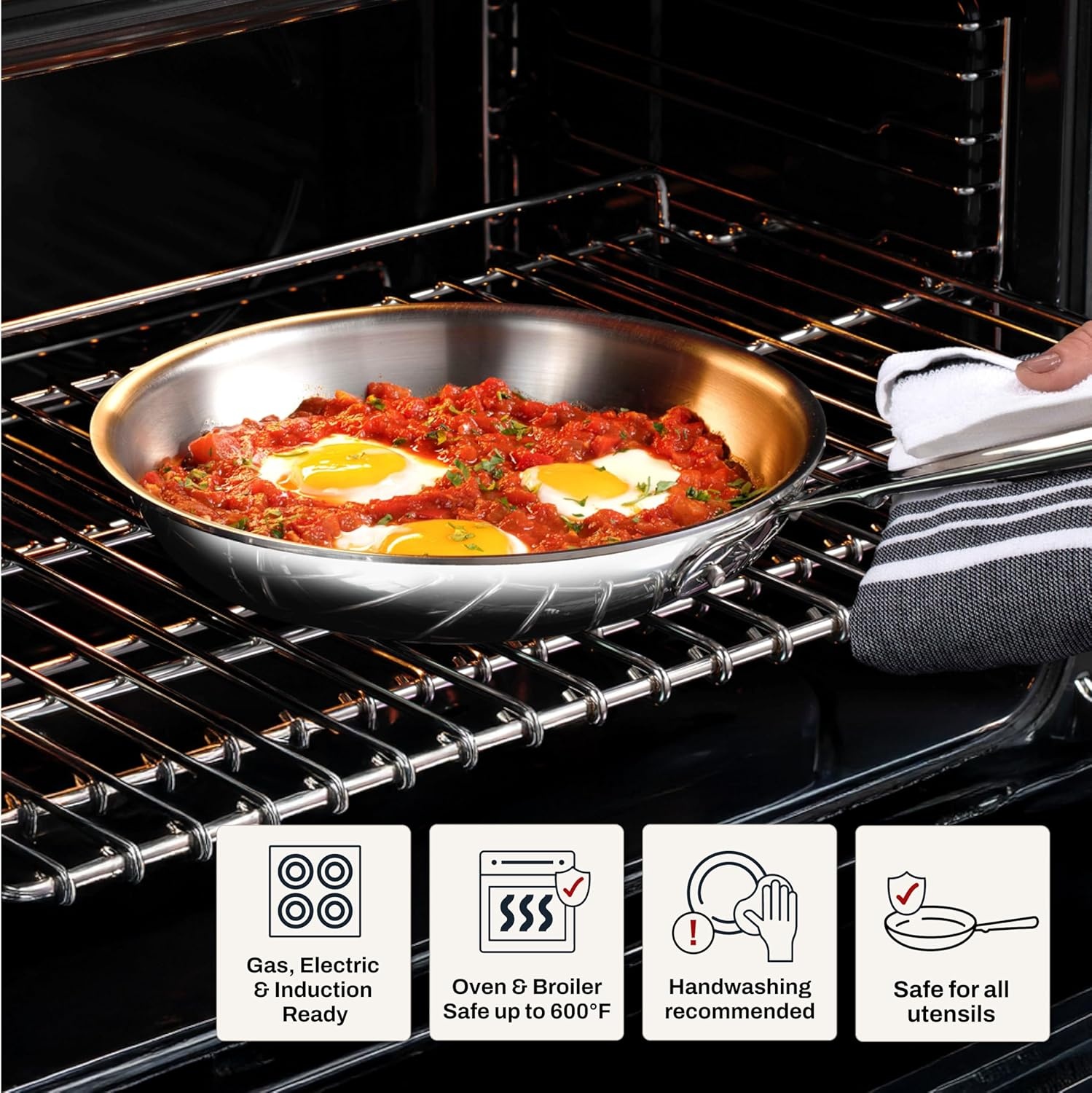 image:imageAllClad D3 Stainless Steel 10 inch Frying Pan Covered Made in the USA The Original Bonded Professional Cookware Oven Safe amp Induction Compatible10 Stainless Steel pan with lid