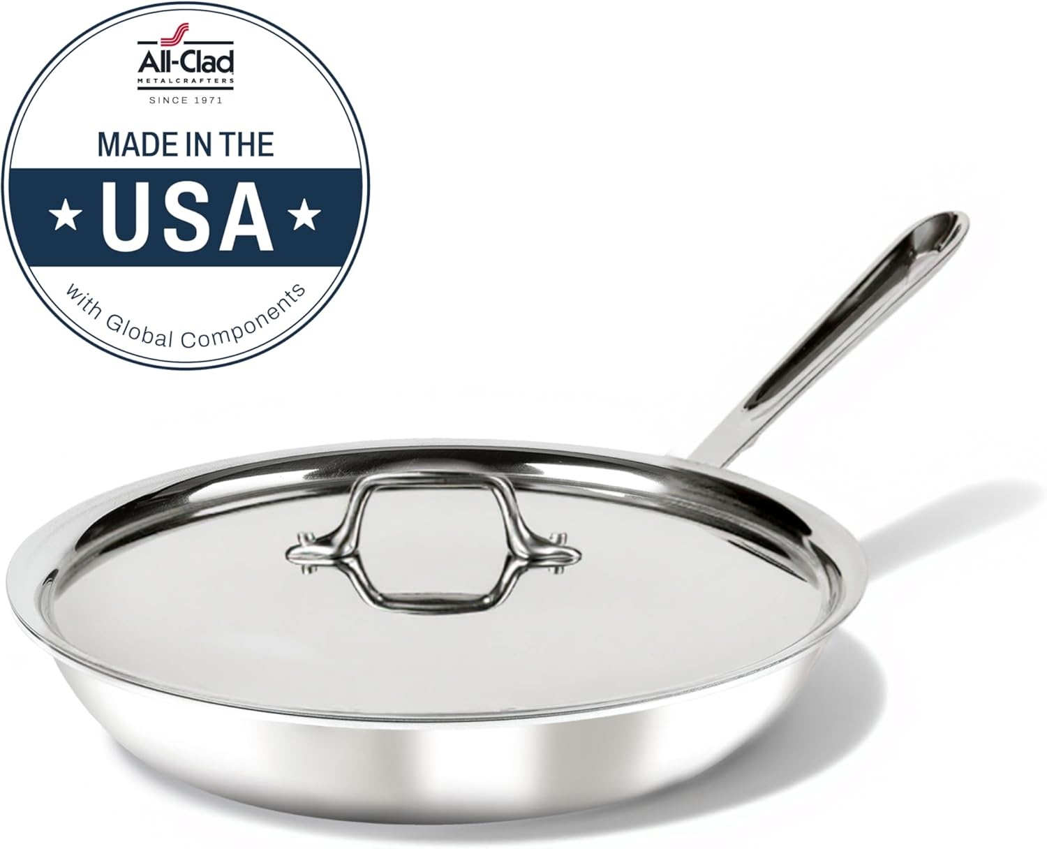 image:imageAllClad D3 Stainless Steel 10 inch Frying Pan Covered Made in the USA The Original Bonded Professional Cookware Oven Safe amp Induction Compatible10 Stainless Steel pan with lid