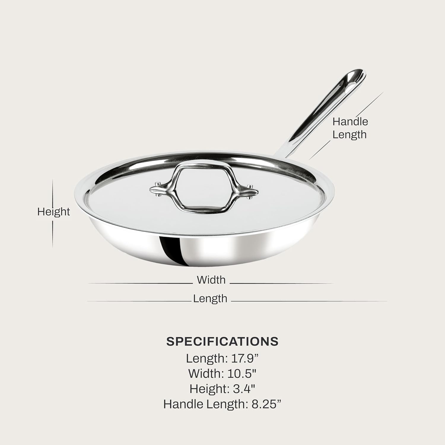 image:imageAllClad D3 Stainless Steel 10 inch Frying Pan Covered Made in the USA The Original Bonded Professional Cookware Oven Safe amp Induction Compatible10 Stainless Steel pan with lid