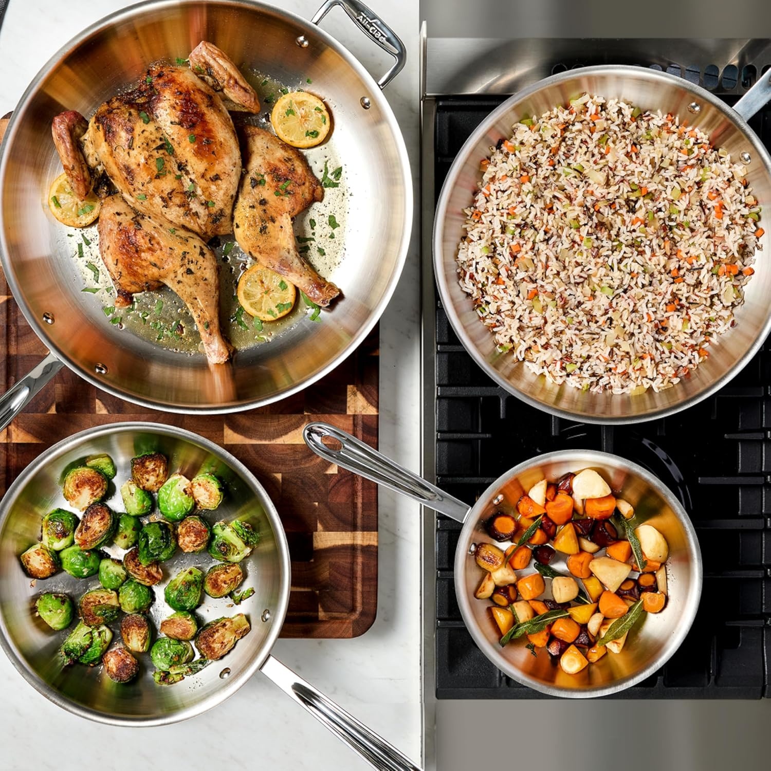 image:imageAllClad D3 Stainless Steel 10 inch Frying Pan Covered Made in the USA The Original Bonded Professional Cookware Oven Safe amp Induction Compatible10 Stainless Steel pan with lid
