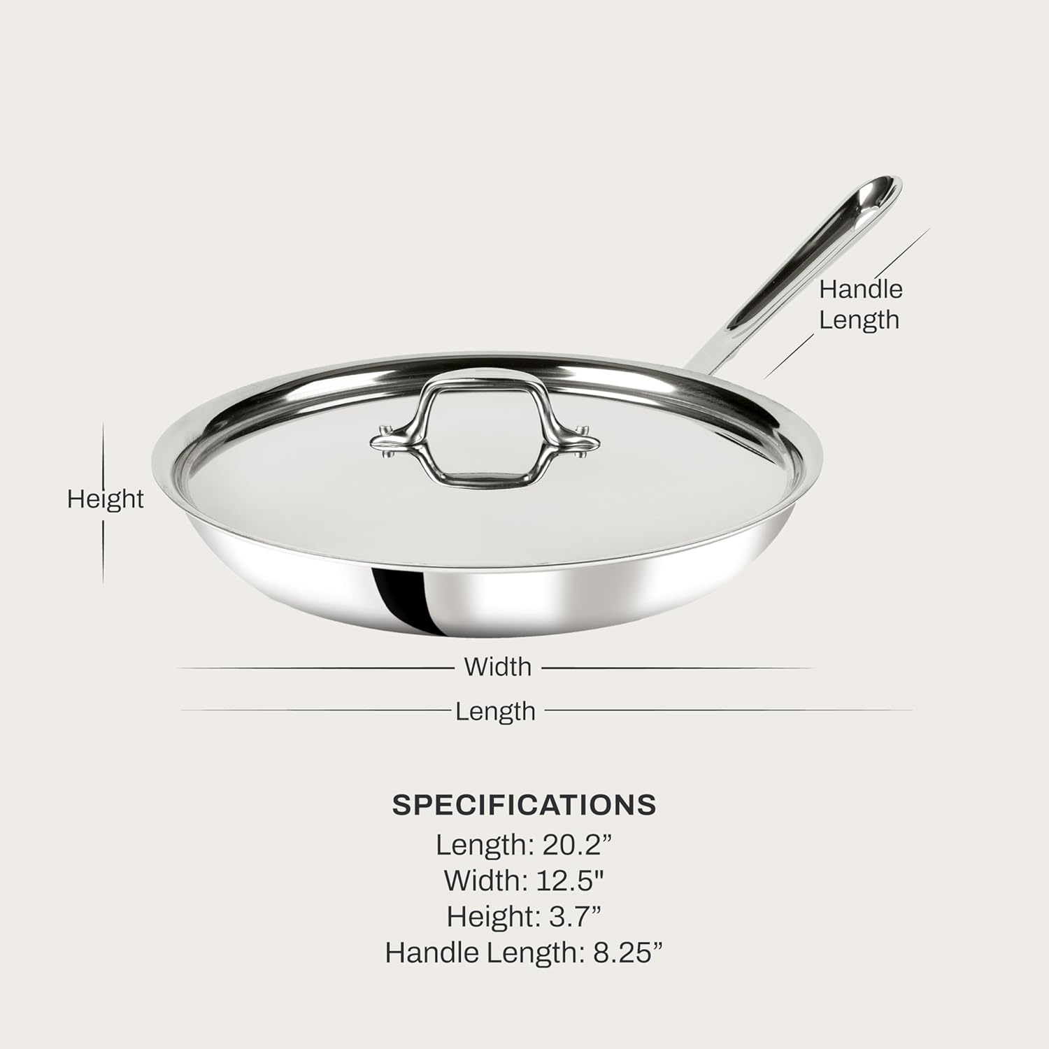 image:imageAllClad D3 Stainless Steel 10 inch Frying Pan Covered Made in the USA The Original Bonded Professional Cookware Oven Safe amp Induction Compatible12 Stainless Steel pan with lid