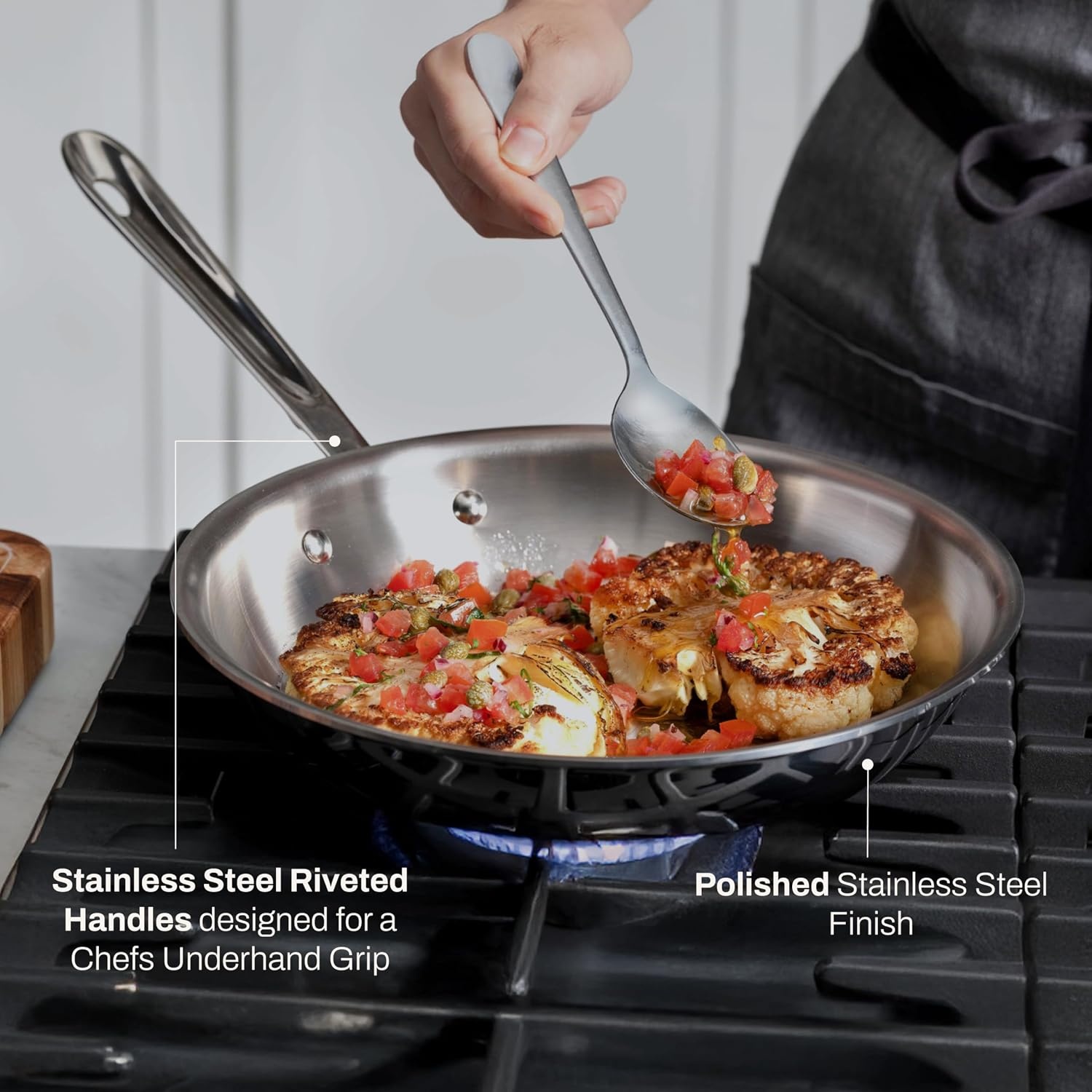 image:imageAllClad D3 Stainless Steel 10 inch Frying Pan Covered Made in the USA The Original Bonded Professional Cookware Oven Safe amp Induction Compatible12 Stainless Steel pan with lid