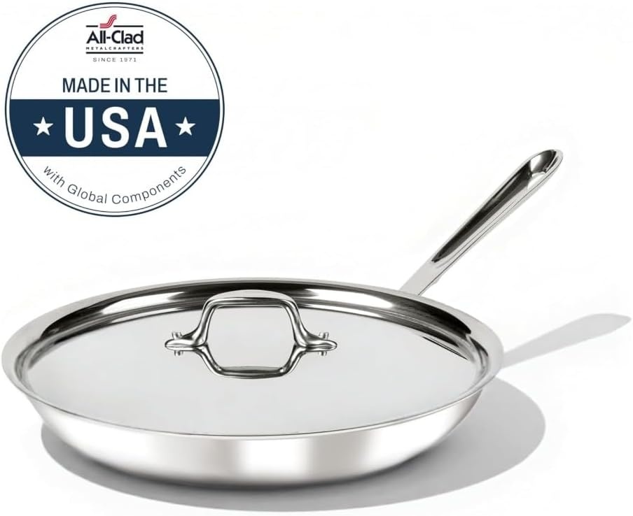 image:imageAllClad D3 Stainless Steel 10 inch Frying Pan Covered Made in the USA The Original Bonded Professional Cookware Oven Safe amp Induction Compatible12 Stainless Steel pan with lid