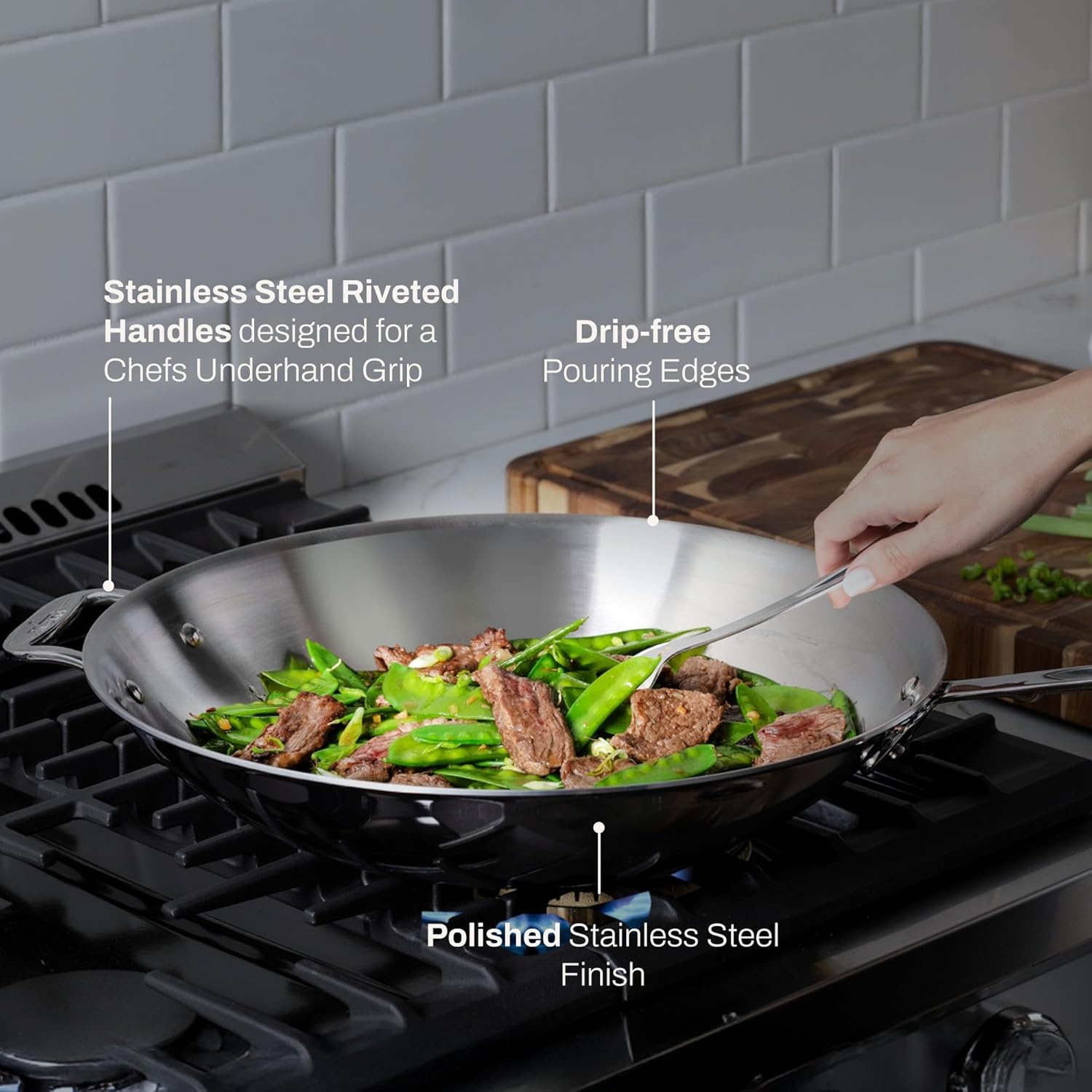 image:imageAllClad D3 Stainless Steel 10 inch Frying Pan Covered Made in the USA The Original Bonded Professional Cookware Oven Safe amp Induction Compatible14 Stainless Steel wok