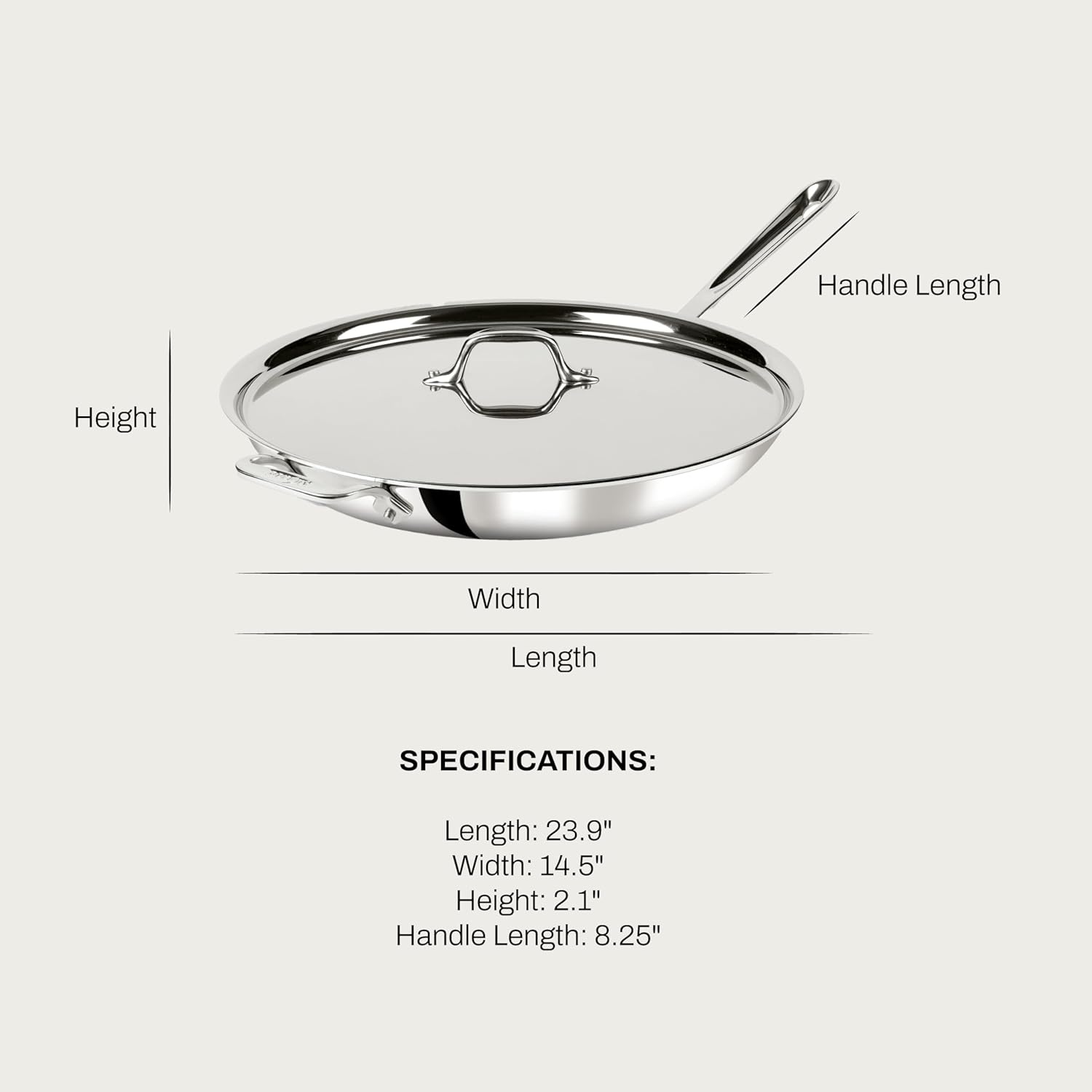 image:imageAllClad D3 Stainless Steel 14 inch Frying Pan Covered Made in the USA The Original Bonded Professional Cookware Oven Safe amp Induction Compatible