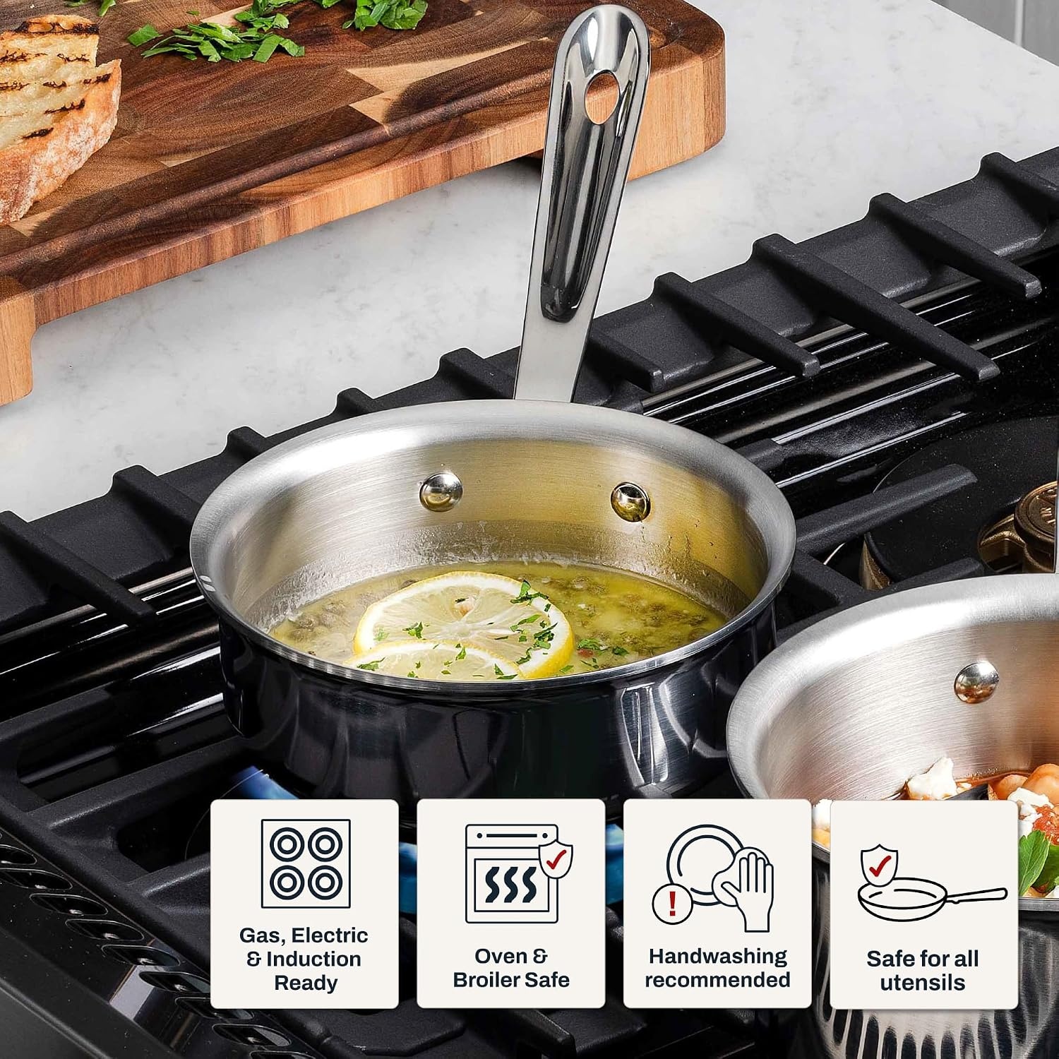 image:imageAllClad D3 Stainless Steel 2 Quart Sauce Pan With Lid Made in the USA The Original Bonded Professional Cookware Oven Safe amp Induction Compatible11 Quarts