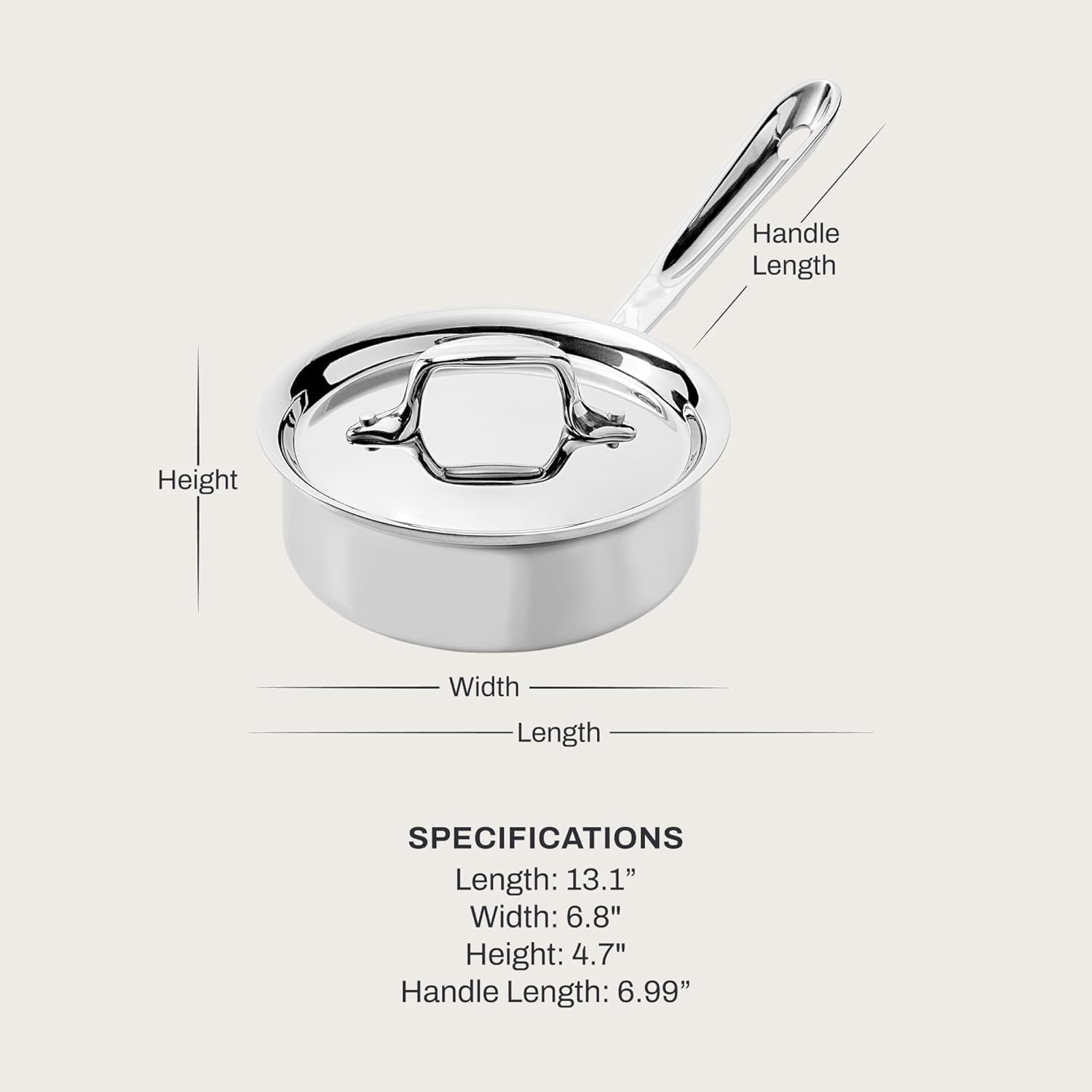 image:imageAllClad D3 Stainless Steel 2 Quart Sauce Pan With Lid Made in the USA The Original Bonded Professional Cookware Oven Safe amp Induction Compatible11 Quarts