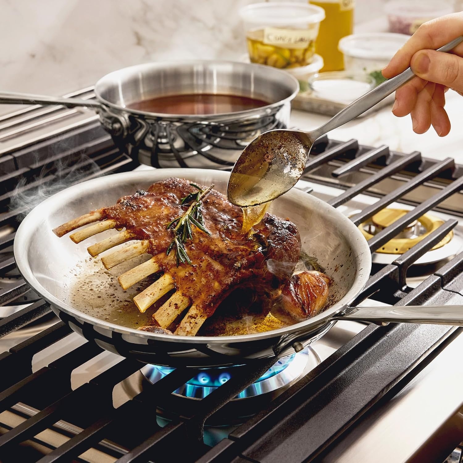 image:imageAllClad D3 Stainless Steel 3 Piece Cookware Set Made in USA Includes 10 Frying Pan and 2Qt Saucier Pan With Lid Professional Grade Oven Safe amp Induction Compatible2QT Saucier 10 Fry Pan