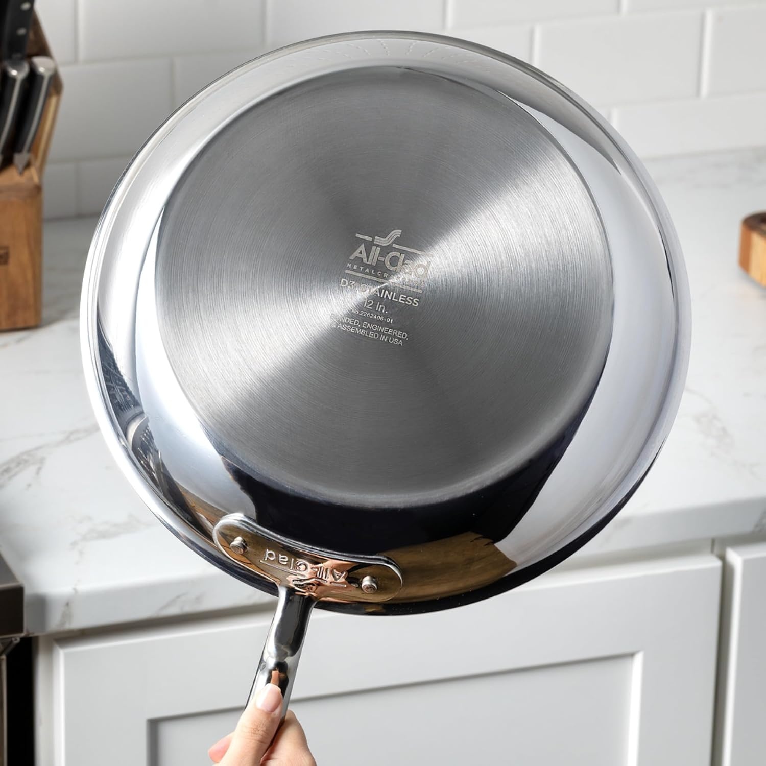 image:imageAllClad D3 Stainless Steel 6 Quart Saute Pan Covered Made in the USA The Original Bonded Professional Cookware Oven Safe amp Induction CompatibleSilver