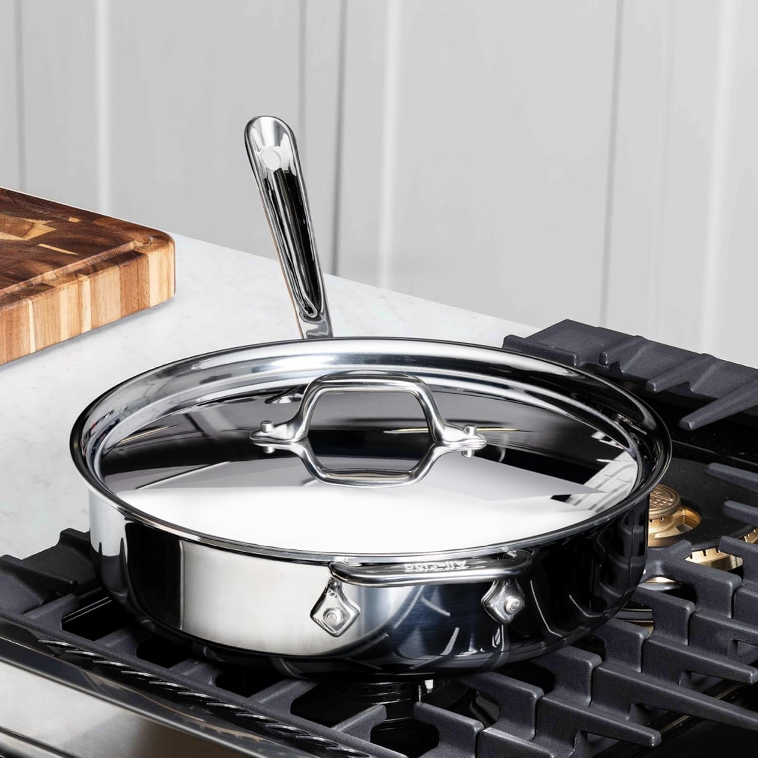 image:imageAllClad D3 Stainless Steel 6 Quart Saute Pan Covered Made in the USA The Original Bonded Professional Cookware Oven Safe amp Induction CompatibleSilver