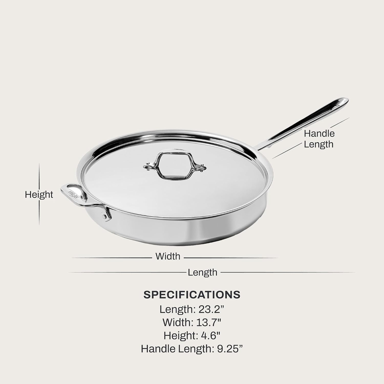 image:imageAllClad D3 Stainless Steel 6 Quart Saute Pan Covered Made in the USA The Original Bonded Professional Cookware Oven Safe amp Induction CompatibleSilver