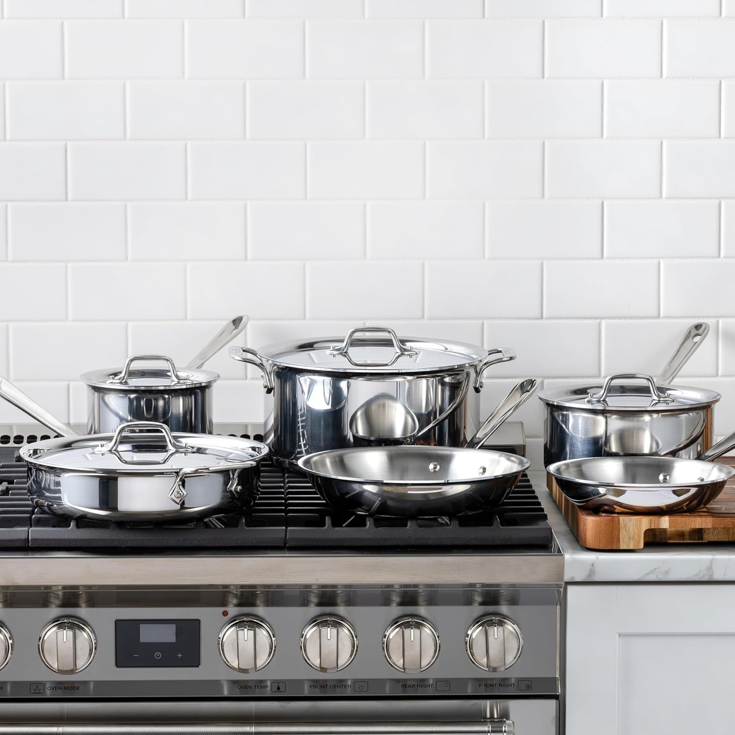 image:imageAllClad D3 Stainless Steel 7 Piece Cookware Set Made in USA Includes Frying Pans Saucepan Sautpan Stockpot Professional Grade Oven Safe amp Induction CompatibleSilver