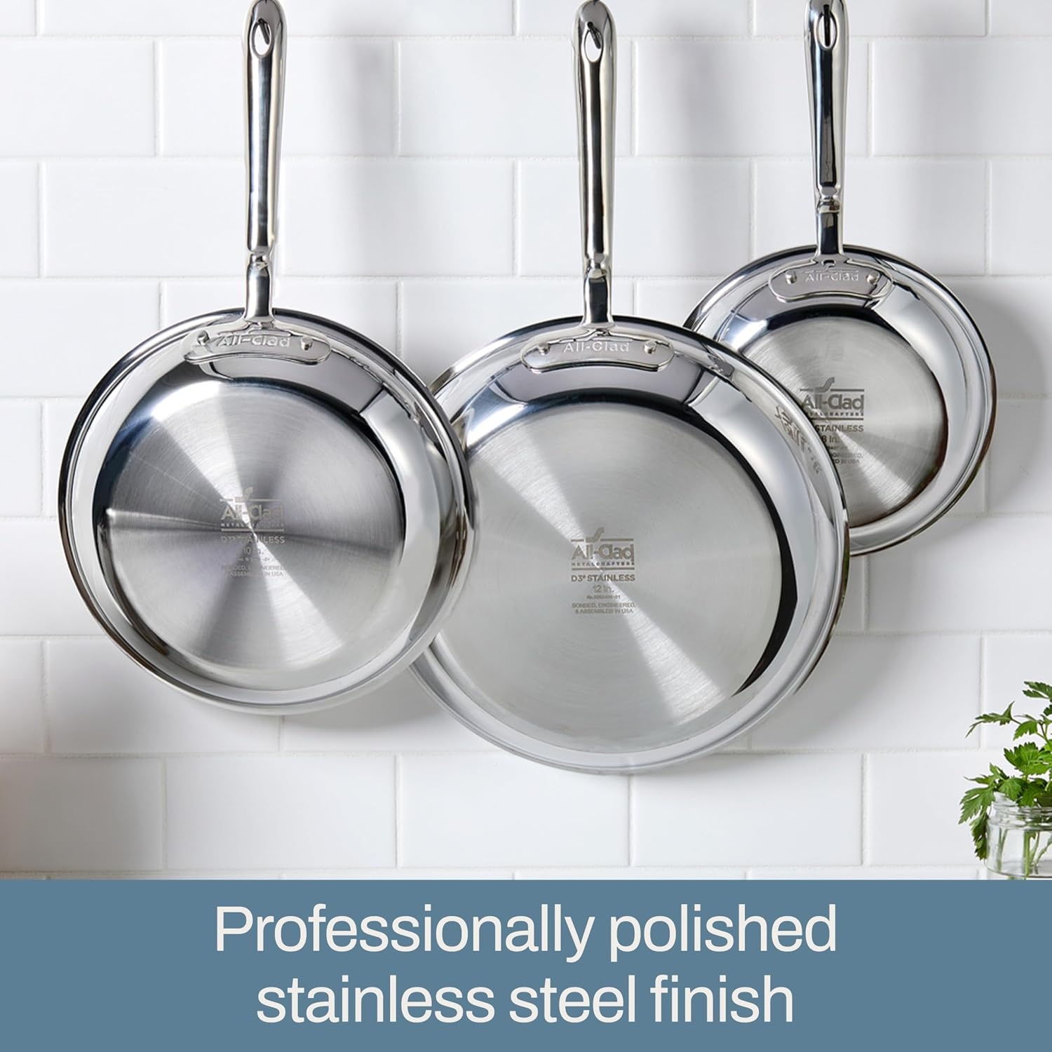 image:imageAllClad D3 Stainless Steel 7 Piece Cookware Set Made in USA Includes Frying Pans Saucepan Sautpan Stockpot Professional Grade Oven Safe amp Induction CompatibleSilver