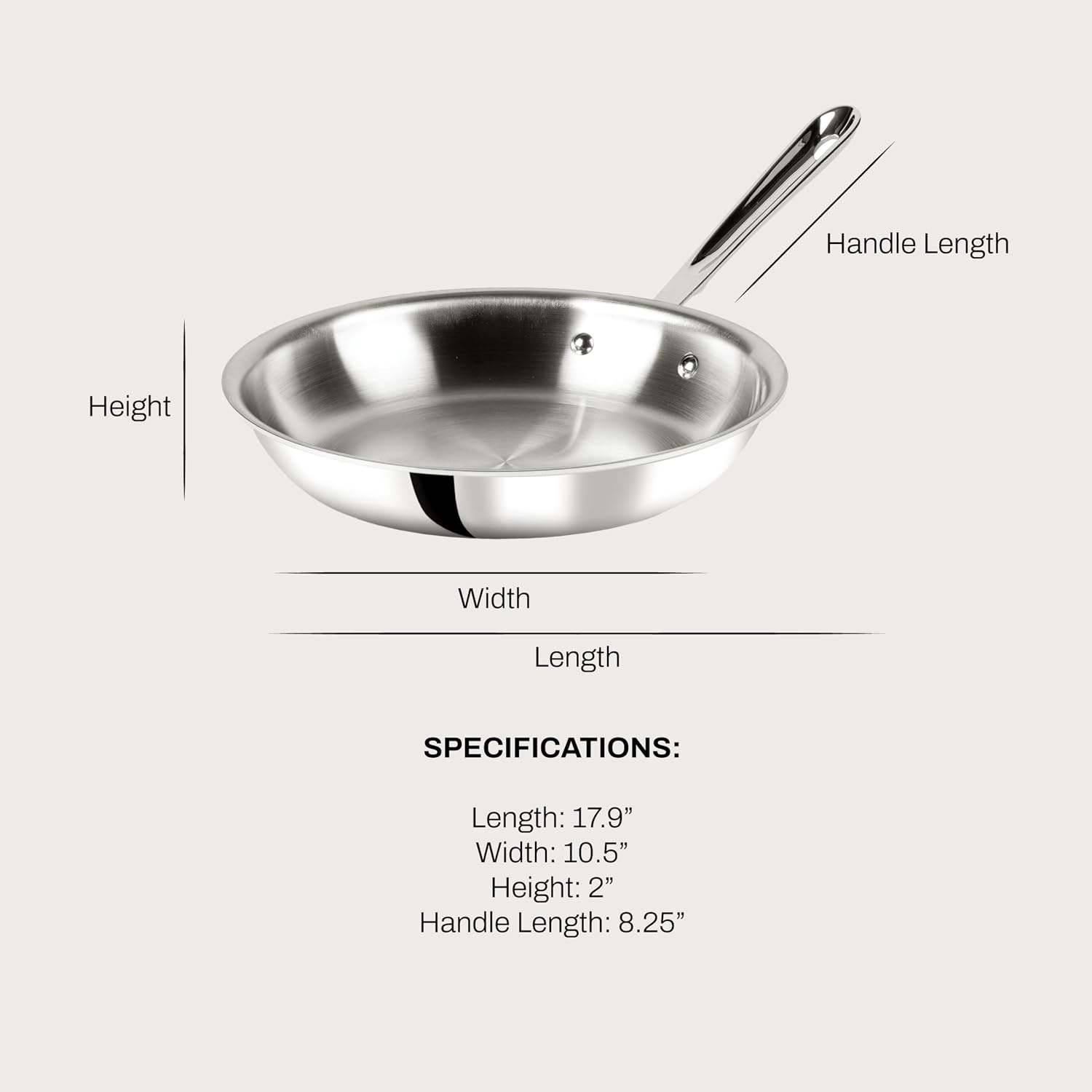 image:imageAllClad D3 Stainless Steel 8 inch Frying Pan Made in the USA The Original Bonded Professional Cookware Oven Safe amp Induction Compatible10 Stainless Steel Frying pan