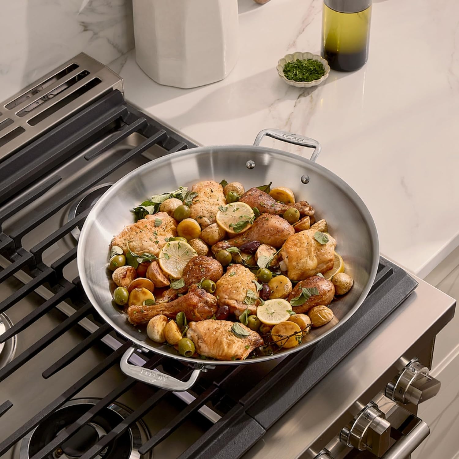 image:imageAllClad D3 Stainless Steel 8 inch Frying Pan Made in the USA The Original Bonded Professional Cookware Oven Safe amp Induction Compatible14 Stainless Steel Paella Pan