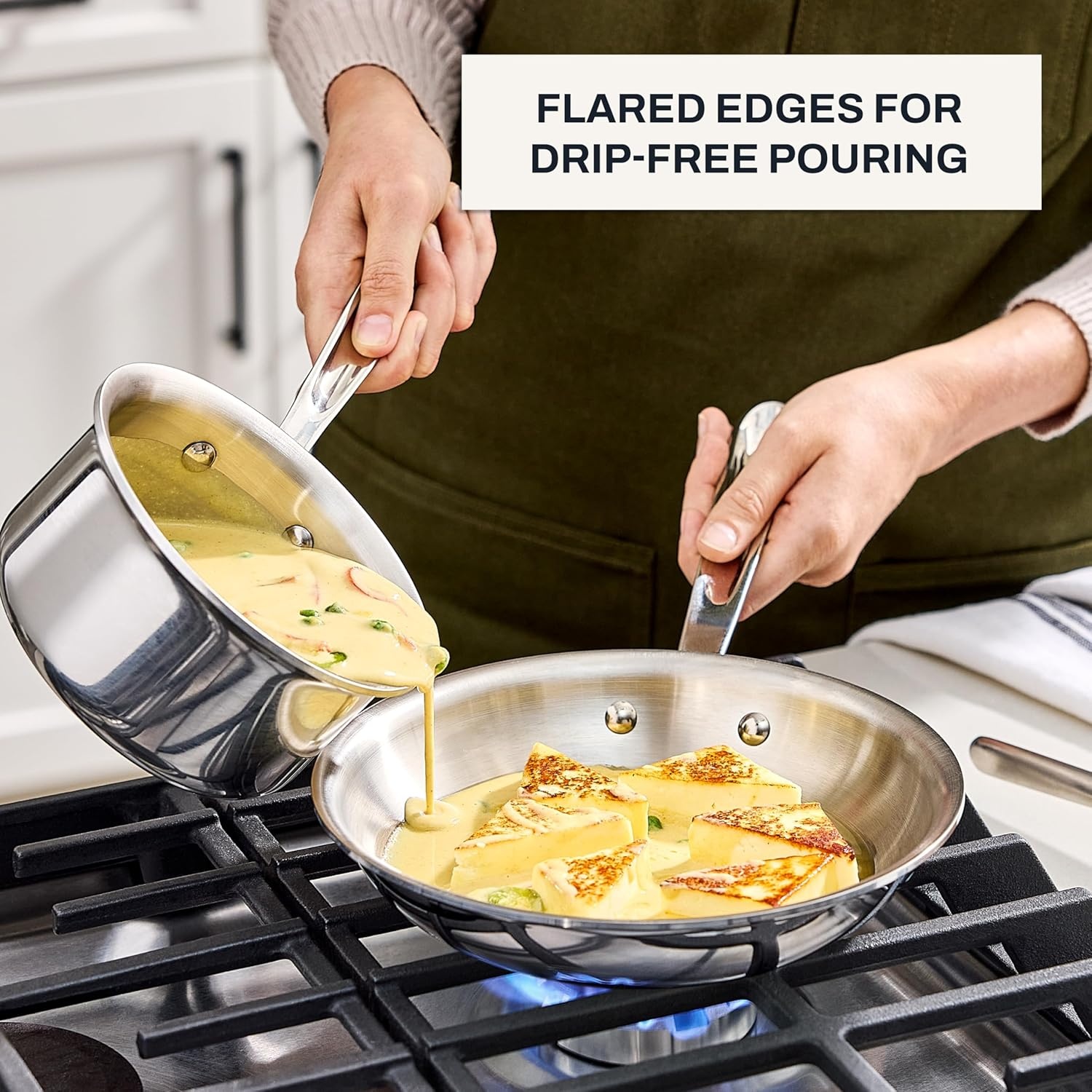 image:imageAllClad D3 Stainless Steel 8 inch Frying Pan Made in the USA The Original Bonded Professional Cookware Oven Safe amp Induction Compatible8 Stainless Steel Fry Pan 1Qt Sauce Pan Set