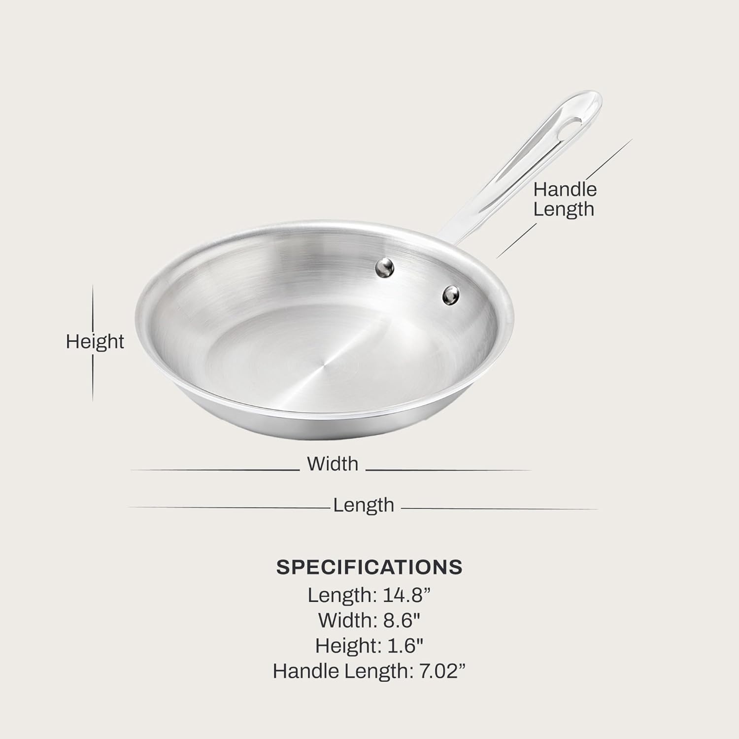 image:imageAllClad D3 Stainless Steel 8 inch Frying Pan Made in the USA The Original Bonded Professional Cookware Oven Safe amp Induction Compatible8 Stainless Steel Frying pan
