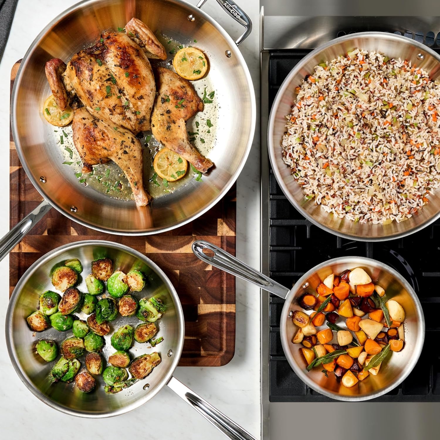 image:imageAllClad D3 Stainless Steel 8 inch Frying Pan Made in the USA The Original Bonded Professional Cookware Oven Safe amp Induction Compatible8 and 10 Stainless Steel Frying pan set
