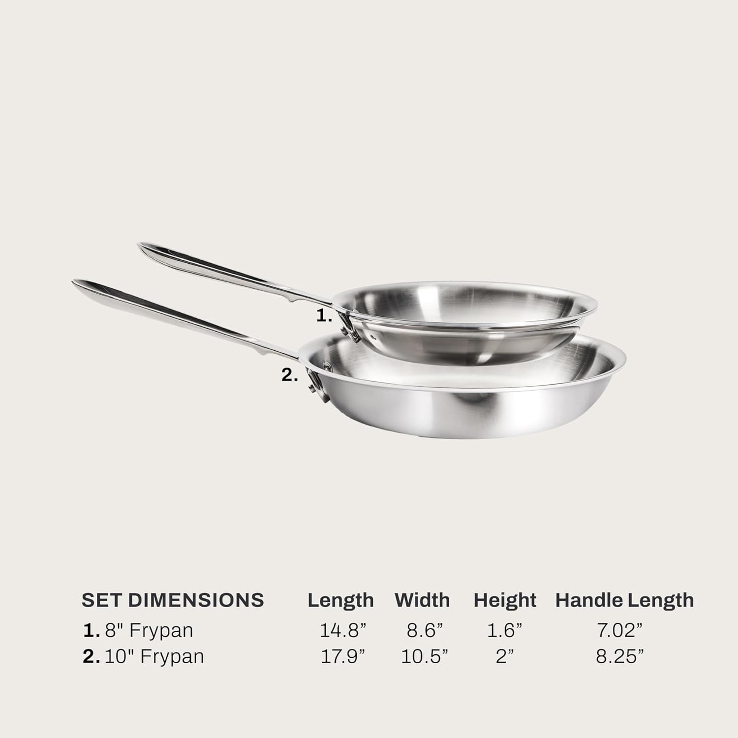 image:imageAllClad D3 Stainless Steel 8 inch Frying Pan Made in the USA The Original Bonded Professional Cookware Oven Safe amp Induction Compatible8 and 10 Stainless Steel Frying pan set