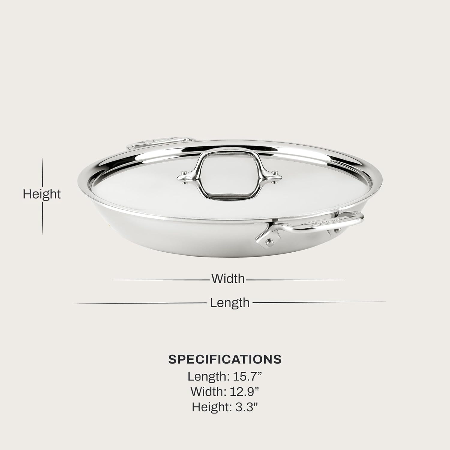 image:imageAllClad D3 Stainless Steel Non Stick 3 Quart Braiser Pan Made in the USA The Original Bonded Professional Cookware Oven Safe amp Induction Compatible