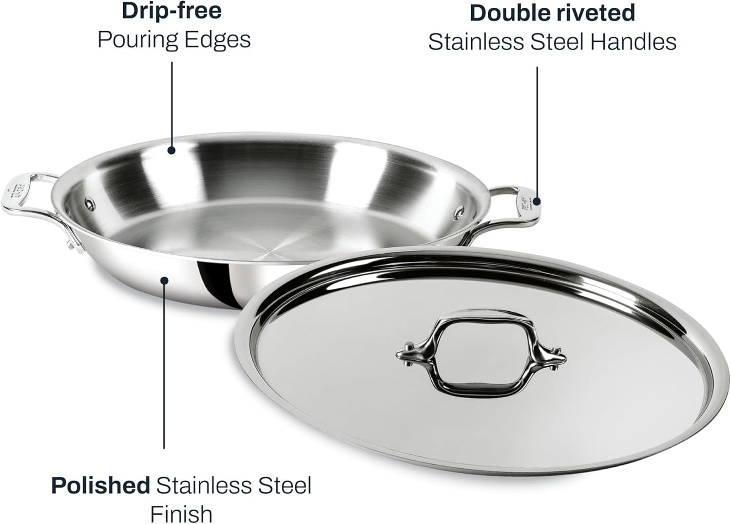 image:imageAllClad D3 Stainless Steel Non Stick 3 Quart Braiser Pan Made in the USA The Original Bonded Professional Cookware Oven Safe amp Induction Compatible
