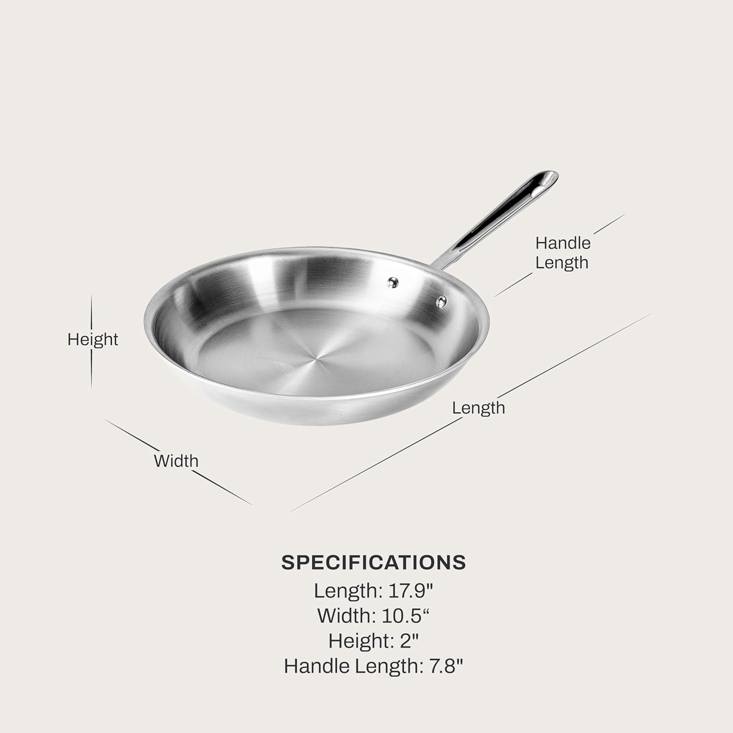 image:imageAllClad D5 5Ply Brushed Stainless Steel Fry Pan 12 Inch Induction Oven Broiler Safe 600F Pots and Pans Cookware SilverBRUSHED SS POLISHED BAND