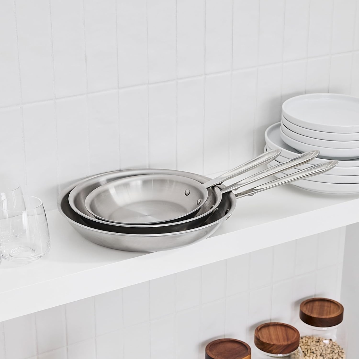 image:imageAllClad D5 5Ply Brushed Stainless Steel Fry Pan 12 Inch Induction Oven Broiler Safe 600F Pots and Pans Cookware SilverBRUSHED SS POLISHED BAND