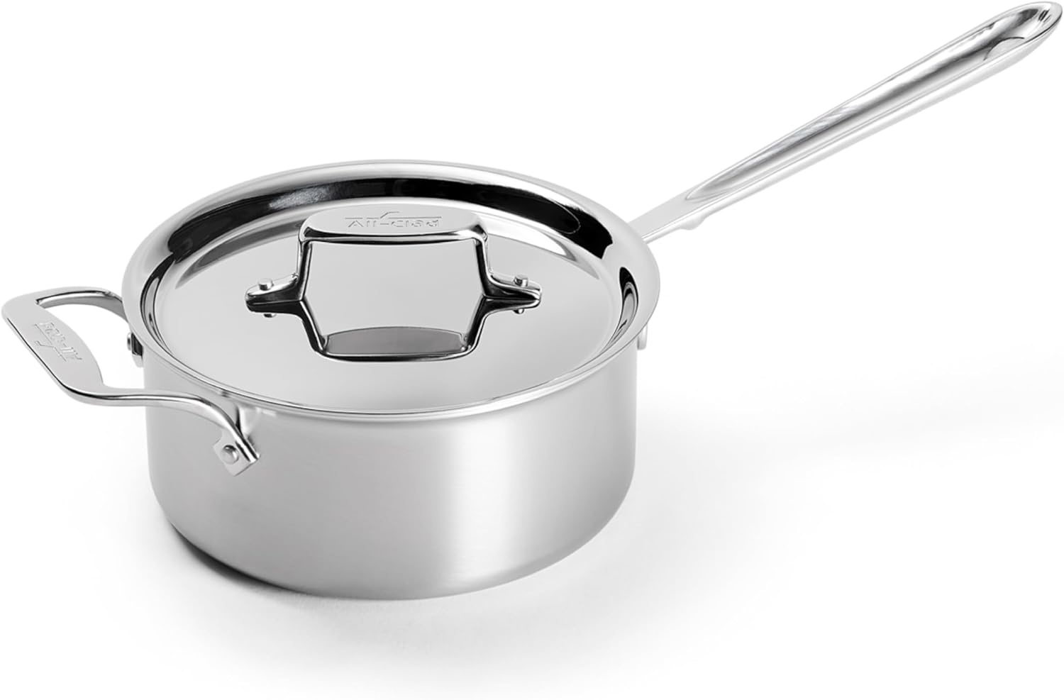 image:imageAllClad D5 5Ply Brushed Stainless Steel Sauce Pan 15 Quart Induction Oven Broiler Safe 600F Pots and Pans Cookware SilverStainless Steel